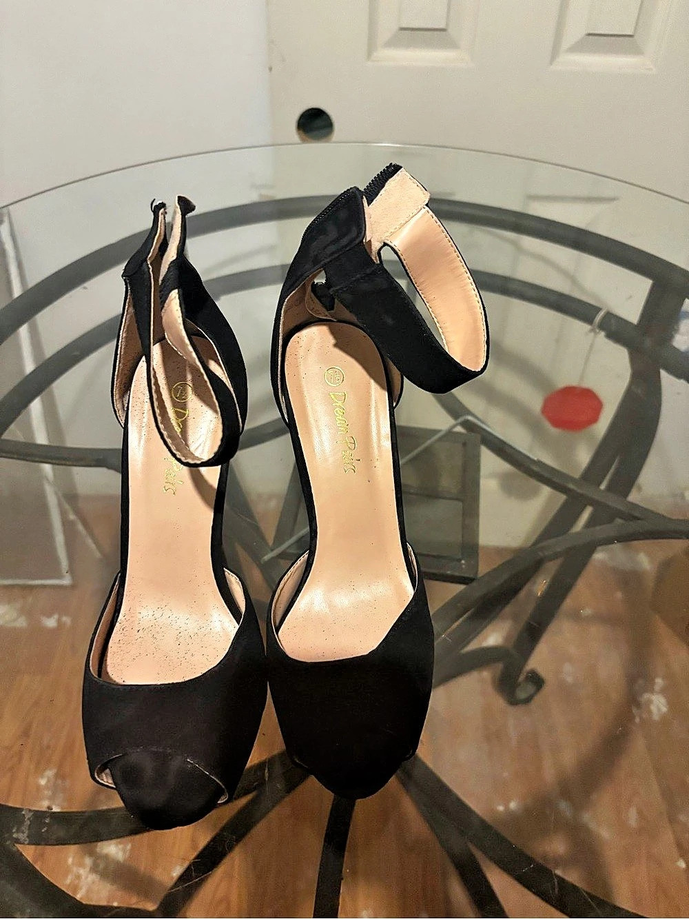 Dream Pairs Black Peep Toe Platform Heels